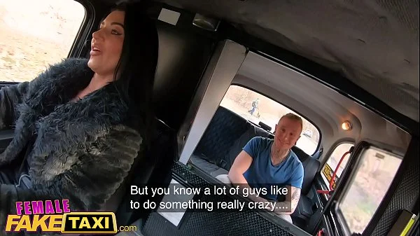 Female Fake Taxi Sexy MILF in black suspenders convinces him to cheat on his fiance